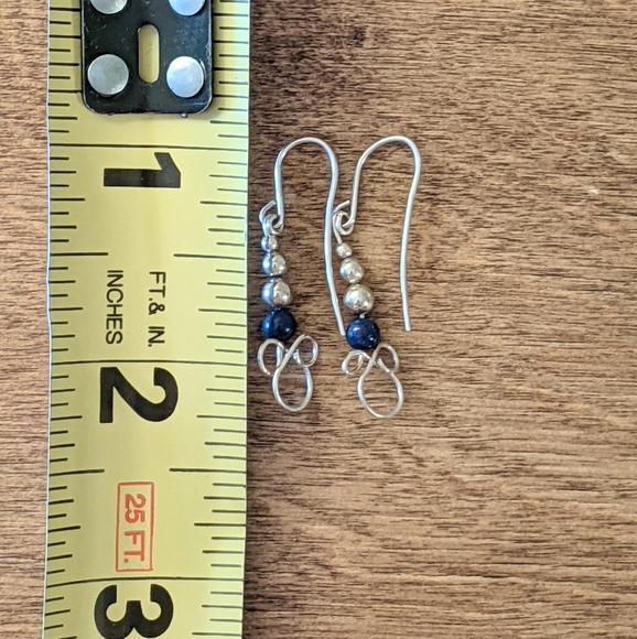 Sterling & Lapis Vintage earrings - Picture 4 of 6